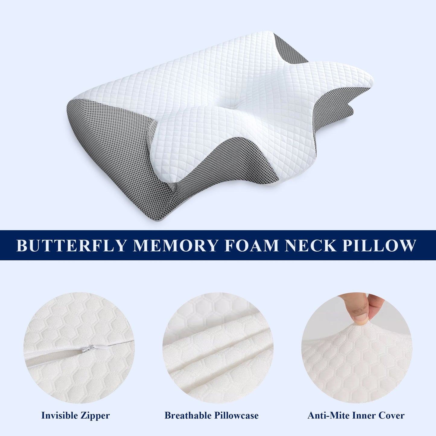 Butterfly Memory Foam Cervical Pillow For Neck & Shoulder - Buy 1 Get 1 Free